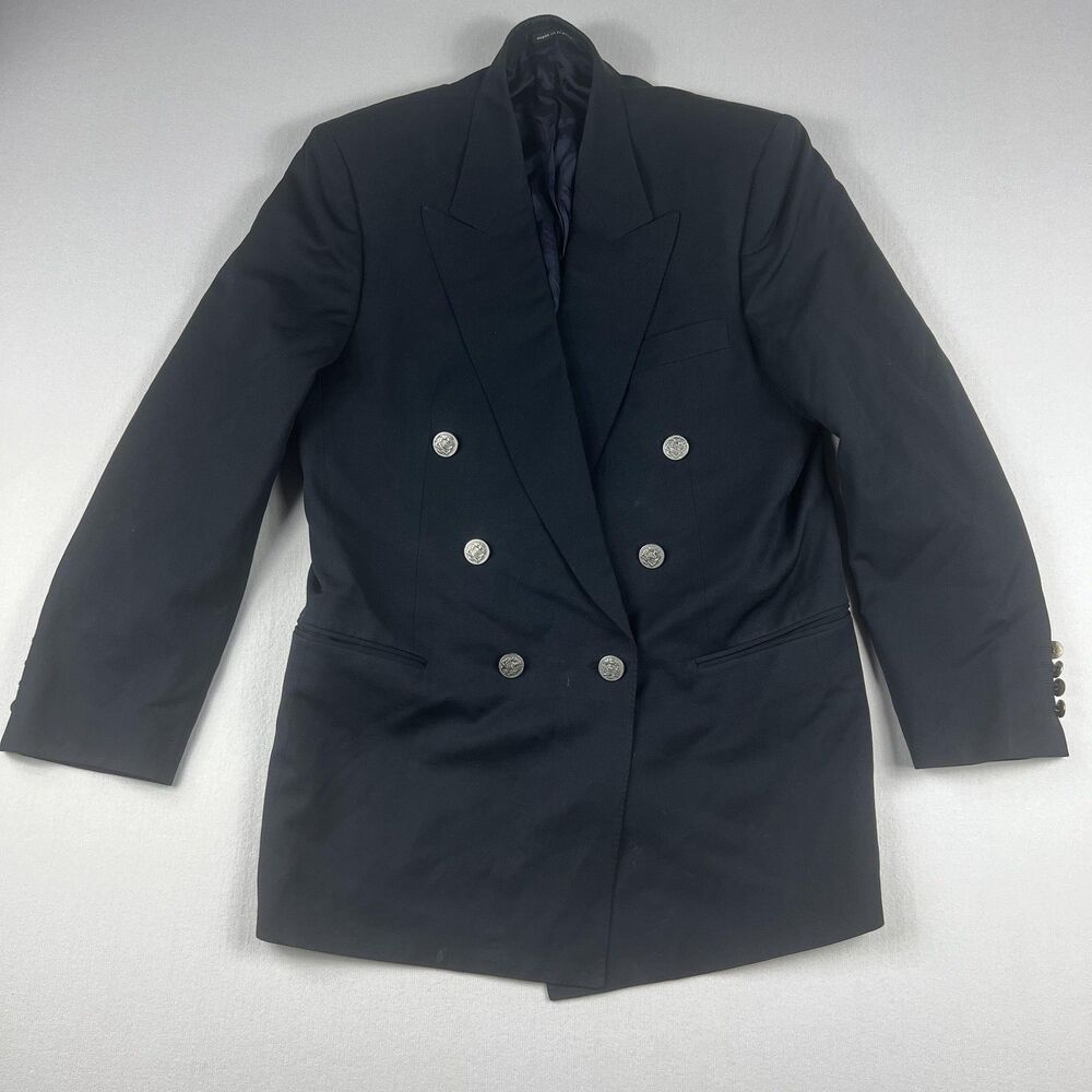 Celine Paris Blazer Mens 42 Navy Blue Double Breasted Wool Loro Piana France